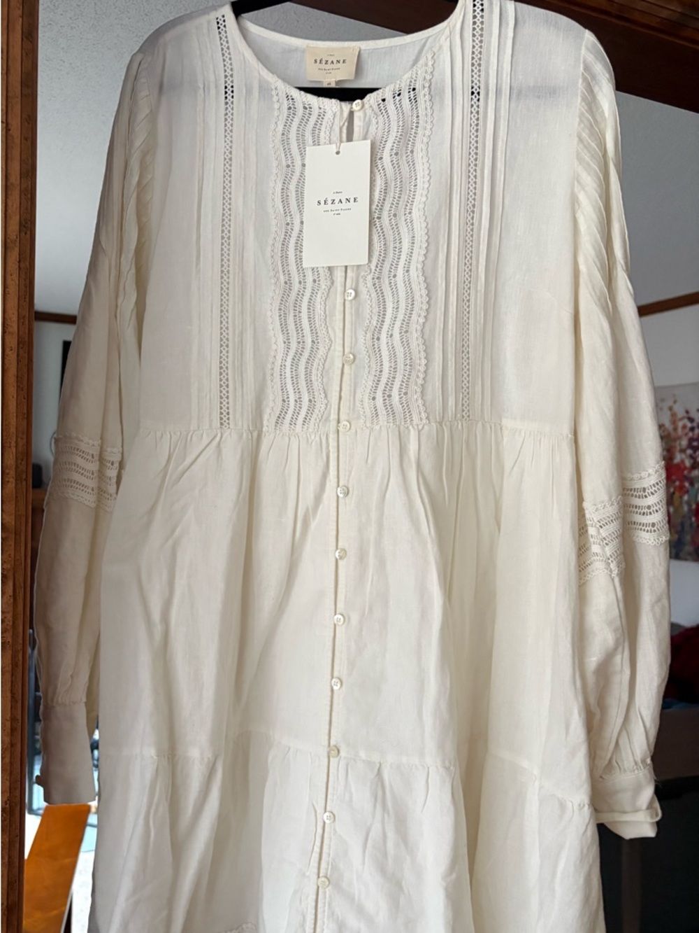 Sezane Honorina Dress Ecru - Size 14